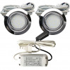 2er Set Flache LED-Möbel-Spots New Lina IP44, 12V, 2,2W, inklusive Plug & Play Trafo. Chrom
