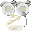 2er Set Flache LED-Möbel-Spots New Lina IP44, 12V, 2,2W, inklusive Plug & Play Trafo. Weiß