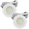 2er Set Flache LED-Möbel-Spots New Lina IP44, 12V, 2,2W, inklusive Plug & Play Trafo. Weiß