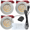 3 Stück Flache LED Möbel Einbaustrahler Mira - 12V - 2,4W - LED Trafo - 230Volt Zuleitung