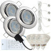3er LED Einbaustrahler „Tomas“ – 12V, 3W, schwenkbar, GU5.3 MR16, inkl. AMP-System & Trafo