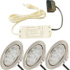 3er Set / Flache LED Einbauspots Lina / 12Volt / 3W / Kabelbaum / Stecker/ Verteilerleiste / LED Trafo vormontiert