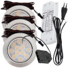 3er Set / Flache LED Einbauspots Lina / 12Volt / 3W/ LED Trafo / 230V Netzkabel mit Schnurschalter