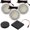3er Set Flache LED Möbel Einbauspots Lina 12V - 3W - mit Dimmer und Fernbedienung
