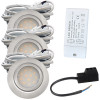 3er Set | Flache LED Möbel Einbauspots New Lina | 12V | 2W | LED Trafo | 72mm