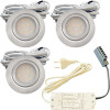 3er Set Flache LED-Möbel-Einbauspots New Lina, IP44, 12V, 2W, inklusive Plug & Play Trafo