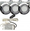 3er Set Flache LED-Möbel-Spots New Lina IP44, 12V, 2,2W, inklusive Plug & Play Trafo. Chrom