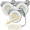 3er Set Flache LED-Möbel-Spots New Lina IP44, 12V, 2,2W, inklusive Plug & Play Trafo. Weiß
