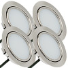 4 Stück Flache LED Möbel Einbaustrahler Milena 12V - 3W - Mit LED Trafo und 230V Zuleitung mit Schnurschalter