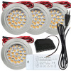 4 Stück Flache LED Möbel Einbaustrahler Mira - 12V - 2,4W - Loch 58 - 230V Zuleitung