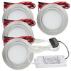 4er Set / Flache LED Einbauspots Mila / 12Volt / 2,4W / Kabelbaum / Stecker/ Verteilerleiste / LED Trafo vormontiert