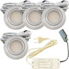 4er Set Flache LED-Möbel-Einbauspots New Lina, IP44, 12V, 2W, inklusive Plug & Play Trafo