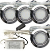 4er Set Flache LED-Möbel-Spots New Lina IP44, 12V, 2,2W, inklusive Plug & Play Trafo. Chrom