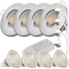 4er Set - LED Bad Einbaustrahler Aqua65 12V MR16 | IP65 | 5W 400lm | Mit LED Trafo