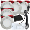 5 Stück Flache LED Möbel-Einbaustrahler Mila 12V - 2,4W - LED Trafo - 230V Zuleitung mit Stecker