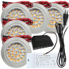 5 Stück Flache LED Möbel Einbaustrahler Mira - 12V - 2,4W - 230V Zuleitung mit Schnurschalter