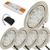 5er Set / Flache LED Einbauspots Lina / 12Volt / 3W / Kabelbaum / Stecker/ Verteilerleiste / LED Trafo / Einbautiefe nur 12mm