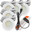 5er Set | Flache LED Möbel Einbauspots New Lina | 12V | 2W | LED Trafo | 230V Zuleitung mit Schnurschalter