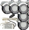 5er Set Flache LED-Möbel-Spots New Lina IP44, 12V, 2,2W, inklusive Plug & Play Trafo. Chrom