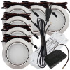 6 Stück - Flache LED Möbel Einbauleuchte Milena 12V - 3W - Mit LED Trafo und 230V Zuleitung und Schnurschalter