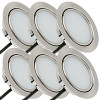 6 Stück - Flache LED Möbel Einbauleuchte Milena 12V - 3W - Mit LED Trafo und 230V Zuleitung und Schnurschalter
