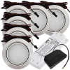 6 Stück - Flache LED Möbel Einbauleuchte Milena 12V - 3W - Mit LED Trafo und Verteiler