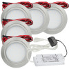 6er Set / Flache LED Einbauspots Mila / 12Volt / 2,4W / Kabelbaum / Stecker/ Verteilerleiste / LED Trafo vormontiert