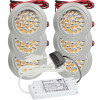 6er Set / Flache LED Einbauspots Mira / 12Volt / 2,4W / Kabelbaum / Stecker/ Verteilerleiste / LED Trafo vormontiert