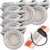 6er Set | Flache LED Möbel Einbauspots New Lina | 12V | 2W | LED Trafo | 72mm