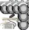 6er Set Flache LED-Möbel-Spots New Lina IP44, 12V, 2,2W, inklusive Plug & Play Trafo. Chrom
