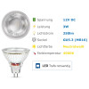 Reflektor COB LED Leuchtmittel 12Volt - 3Watt - NEUTRALWEISS - 250 Lumen - Sockel Gu5.3 - 36° Lichtkegel