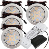 Sets Flache LED Möbel Einbauleuchte Lina 12Volt - 3Watt - 200Lumen - mit Transformator
