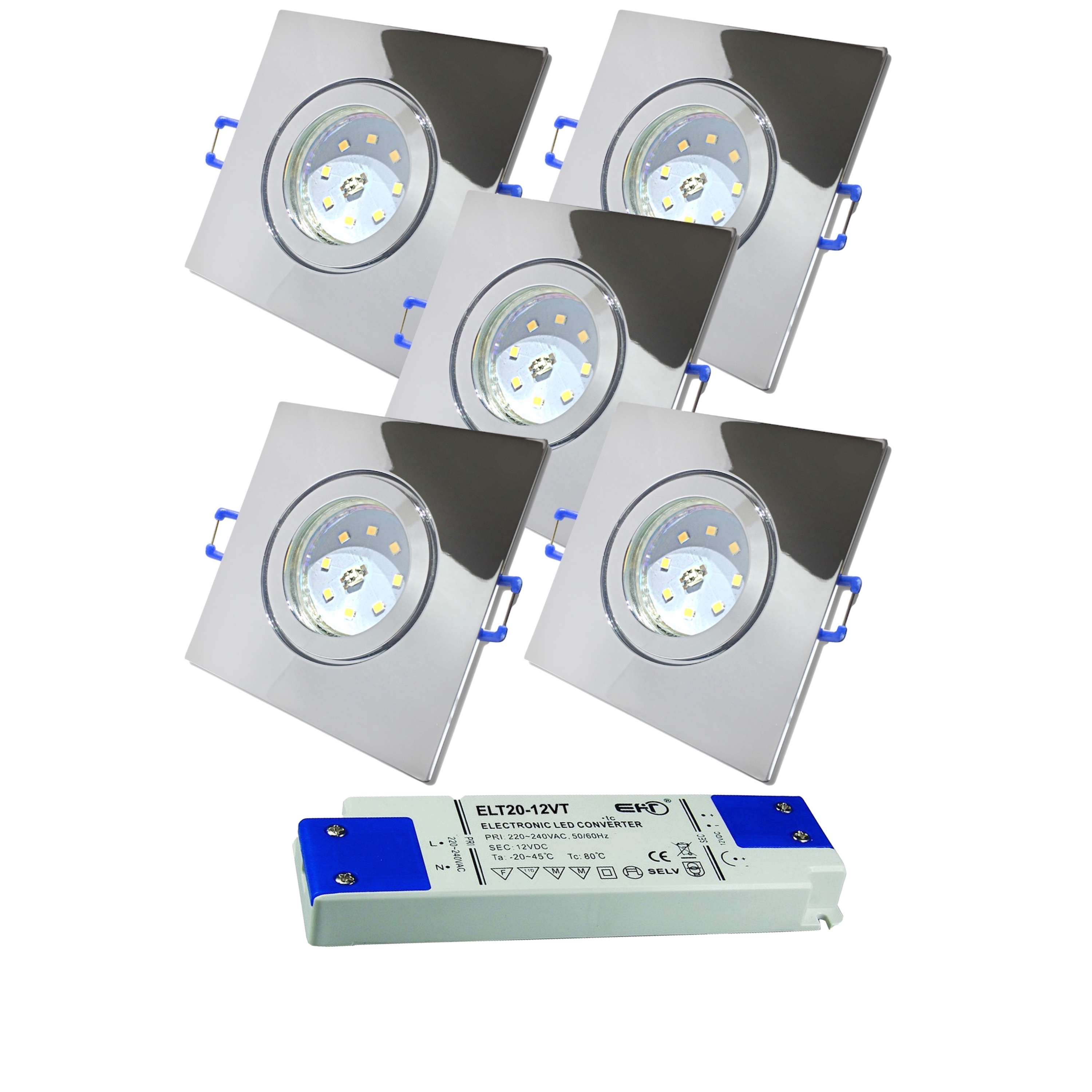 3x LED Einbauspots Für Möbel – Superflach, 3W, Warmweiß, Inkl. Trafo & Zuleitung