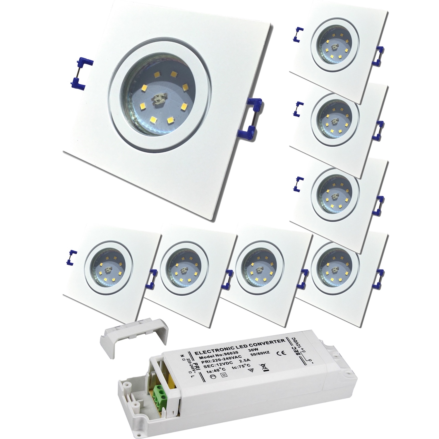 Trango LED Einbaustrahler BI-COLOR - 3W, 3000K, GU10, Inkl. Leuchtmittel & Anschlusskasten, Schwenkbar