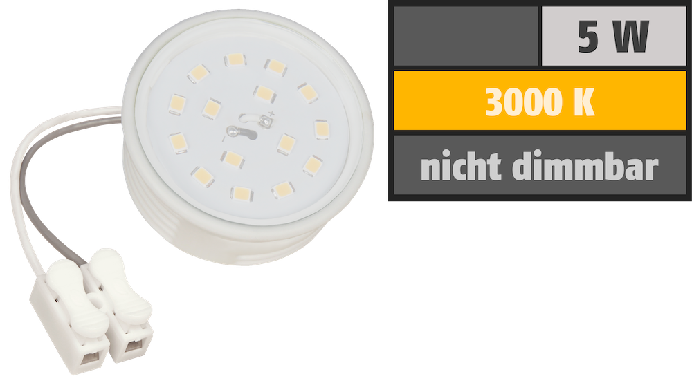 4 Stück flache LED EinbaustrahlerWeiß5W230VLoch = 55-60mmET=28mm 