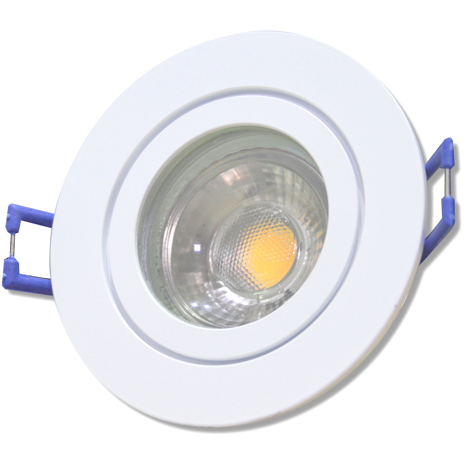 4 Stück IP44 MCOB LED Bad Einbaustrahler Neptun 12 Volt 5 Watt Rund Farbe BiColor Lichtfarbe Warmweiß inkl LED Trafo