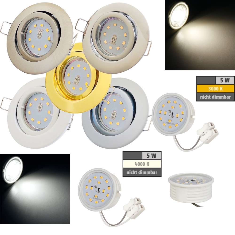 Flache SMD LED Modul Bad Einbauspots230V7WattRundvoll dimmbarIP44