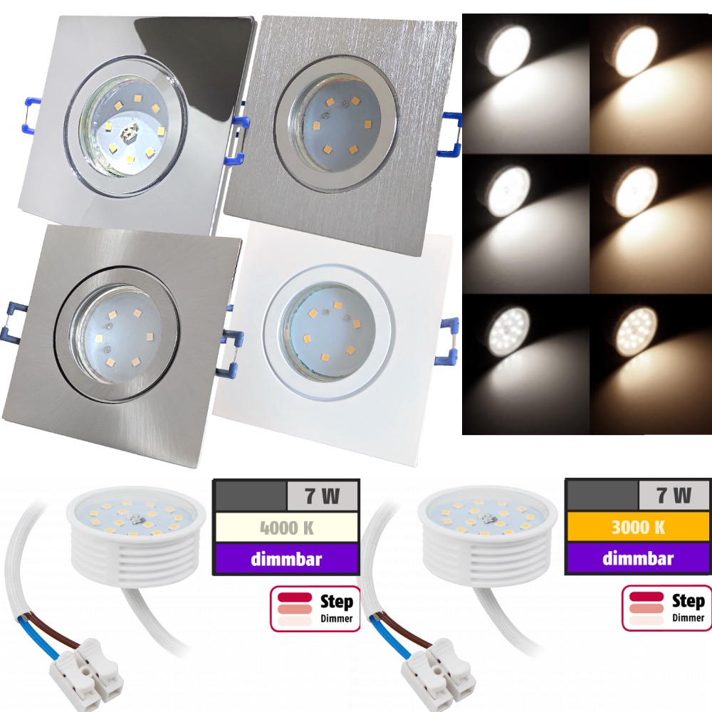 SMD LED Set Badezimmer Bad & Duscheinbaustrahler Spots IP44 230V 7W=60W Leuchten 