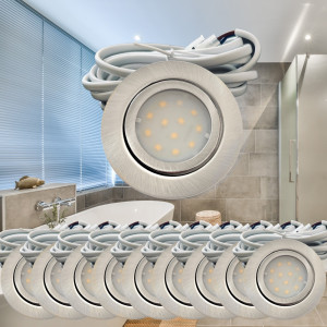 10 Stück - Flache LED Möbel Einbauleuchte New Lina 12V - 2W - 2 x LED Trafo und Verteiler