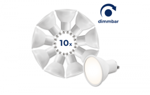 10 x LED-STRAHLER GU10, 6W, 510LM, 4000K, NEUTRALWEISS, DIMMBAR