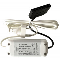 Elektronischer LED Trafo / Treiber / 15W / inkl. Zuleitung und 6-fach Verteiler für Mini AMP Stecker