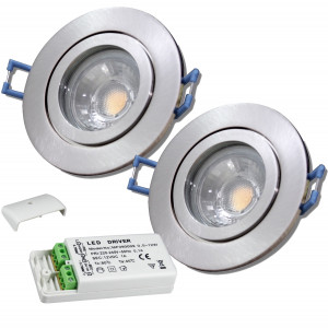 2er Set = 12Volt Bad Einbaustrahler Marina | IP44 | 3W | MCOB LED | inklusive LED Trafo 12Watt