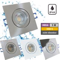 5W LED Bad Einbaustrahler Marin | 12V | IP44 | Eckig | Klares Schutzglas | Ohne Transformator