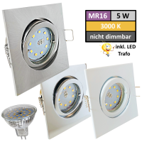 12Volt LED Einbaustrahler Dario | 5Watt | Gu5.3 Sockel | MR16 Fassung | Mit LED Transformator