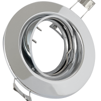 Einbaurahmen GU10 230V Chrom – schwenkbar, Ø68–75mm, für LED/Halogen Ø50mm, ohne Leuchtmittel