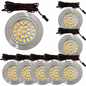 8 Stück Flache LED Möbel Einbaustrahler Mira - 12V - 2,4W - Loch 58 - 60mm