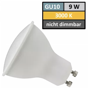 SMD LED Leuchtmittel 230Volt - 9Watt - WARMWEISS 3000Kelvin - 120° Abstrahlwinkel - Sockel Gu10