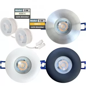 85mm IP44 MCOB LED Bad Einbauspots | 230V | 5W | Loch = 60 - 70mm | Schraubadapter