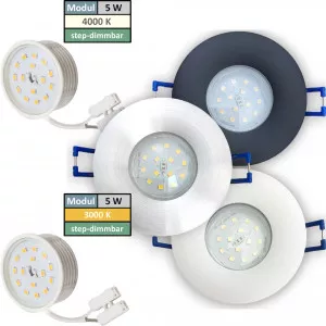 85mm IP44 LED Bad Einbauspots | 230V | 5W | Loch = 60 - 70mm | STEP-DIMMBAR
