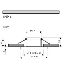 LED Einbaustrahler Marin / 230V / 3W / ET = 35mm / IP44 / Milchglas